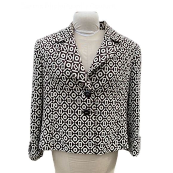 Alex Marie Espresso/Cream Cropped Jacket Sz. 16 Professional Office Spring - Picture 1 of 10